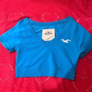Hollister Blue Vintage y2k Cropped off the shoulder Shirt